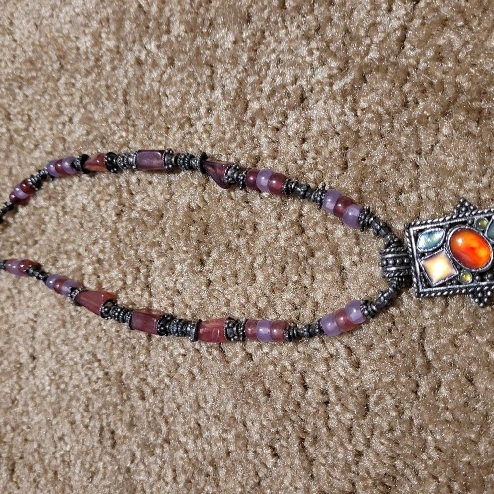 Vintage Express Brand Necklace Purple Stones